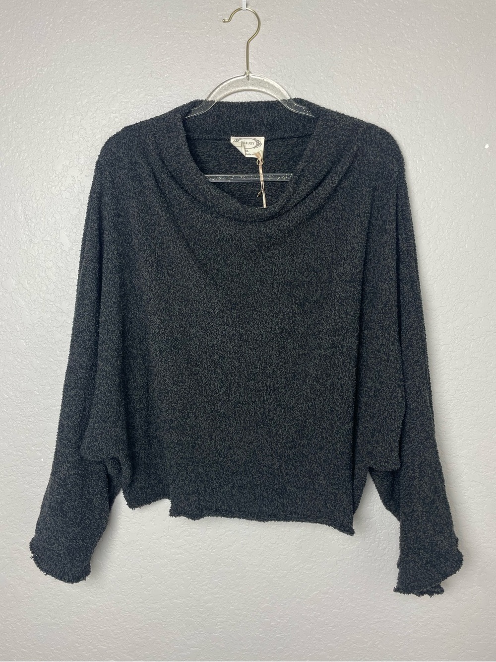 Bnwt! Joyfolie Women’s Black Heathered Cowl Neck Sweater Size XL